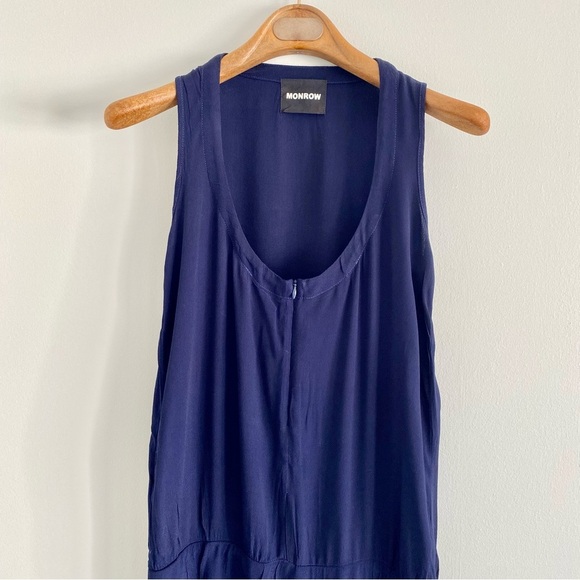 Monrow Navy Crepe Jumpsuit Size Medium - Picture 5 of 8